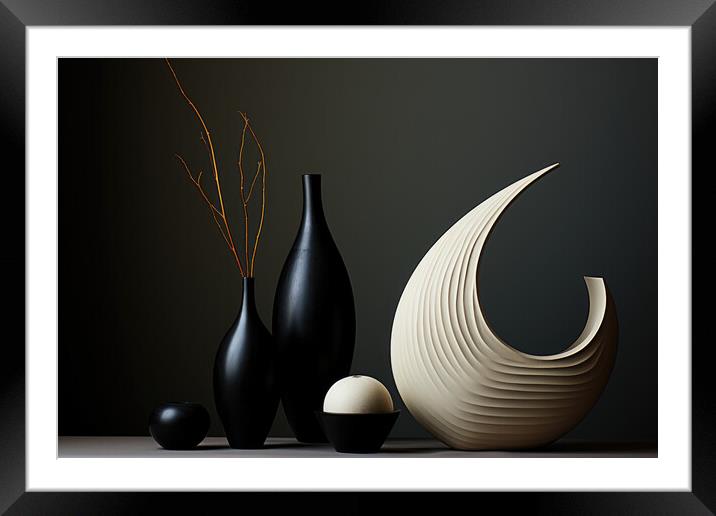 Sculptural Minimalism Minimalist abstract shapes - abstract back Framed Mounted Print by Erik Lattwein