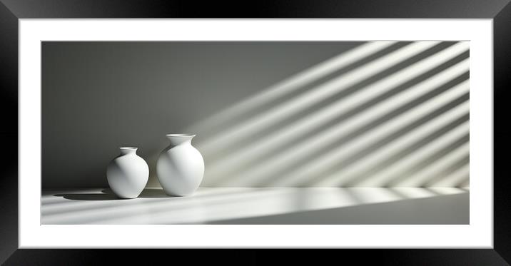 Sculptural Shadows Shadows - abstract background composition Framed Mounted Print by Erik Lattwein