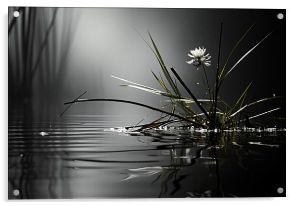 Serene BW Reflections Abstract art - abstract background composi Acrylic by Erik Lattwein