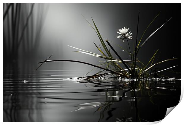 Serene BW Reflections Abstract art - abstract background composi Print by Erik Lattwein