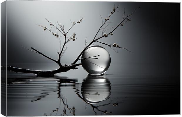 Serene BW Reflections Abstract art - abstract background composi Canvas Print by Erik Lattwein