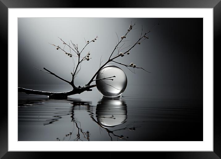 Serene BW Reflections Abstract art - abstract background composi Framed Mounted Print by Erik Lattwein