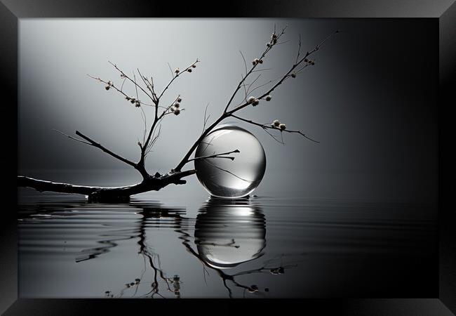 Serene BW Reflections Abstract art - abstract background composi Framed Print by Erik Lattwein