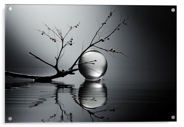 Serene BW Reflections Abstract art - abstract background composi Acrylic by Erik Lattwein