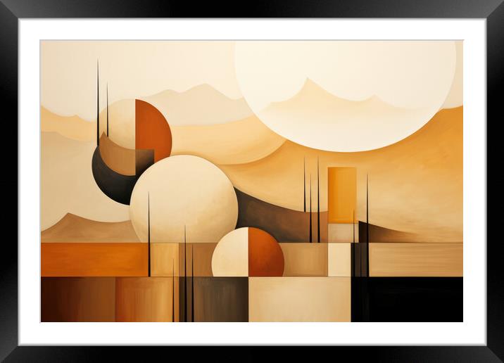 Subtle Geometric Tranquility Minimalistic abstract - abstract ba Framed Mounted Print by Erik Lattwein