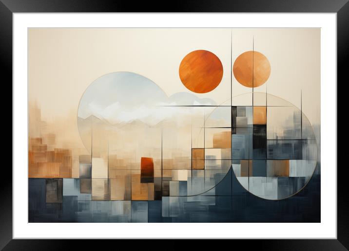 Subtle Geometric Tranquility Minimalistic abstract - abstract ba Framed Mounted Print by Erik Lattwein