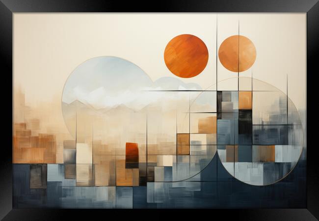 Subtle Geometric Tranquility Minimalistic abstract - abstract ba Framed Print by Erik Lattwein