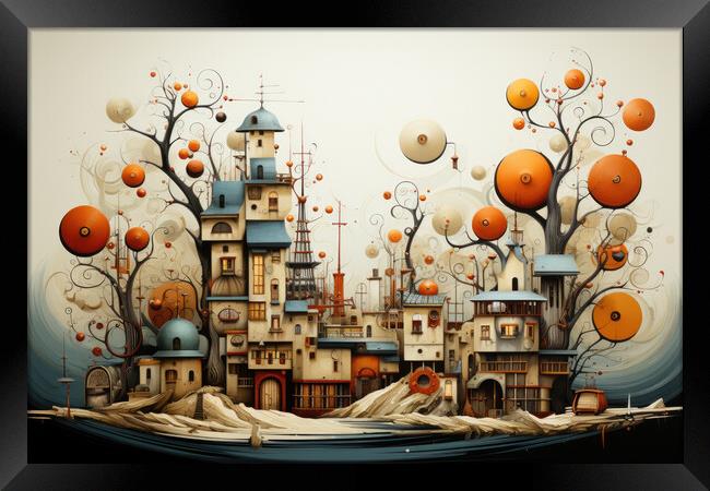 Surrealistic Whimsy Surreal abstract scene - abstract background Framed Print by Erik Lattwein