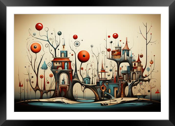 Surrealistic Whimsy Surreal abstract scene - abstract background Framed Mounted Print by Erik Lattwein