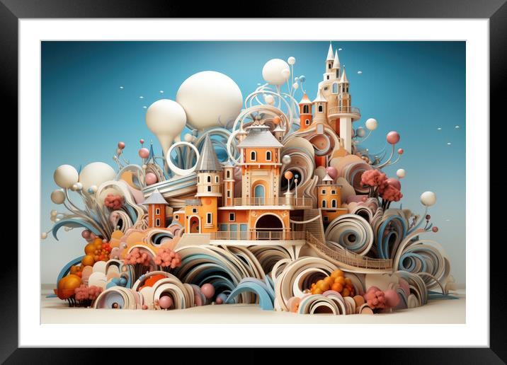 Surrealistic Whimsy Surreal abstract scene - abstract background Framed Mounted Print by Erik Lattwein