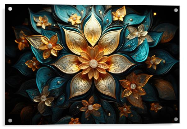 Symmetrical Kaleidoscope Intricate symmetrical pattern - abstrac Acrylic by Erik Lattwein