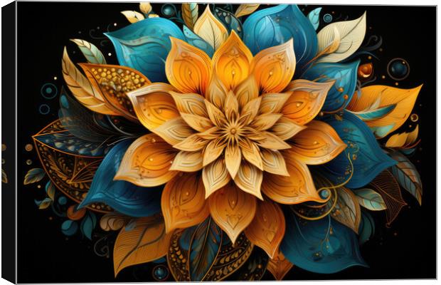 Symmetrical Kaleidoscope Intricate symmetrical pattern - abstrac Canvas Print by Erik Lattwein