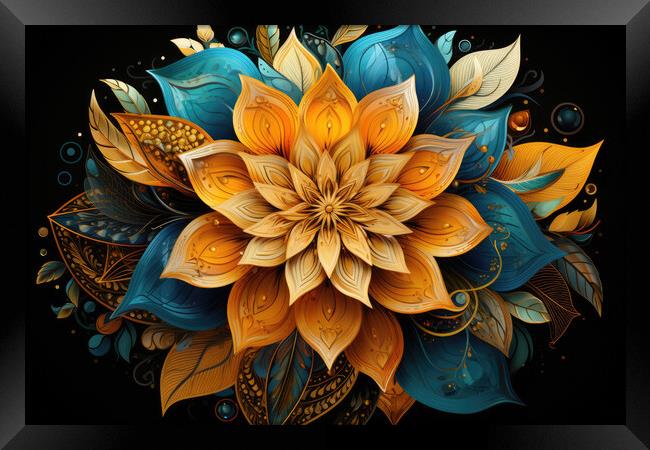 Symmetrical Kaleidoscope Intricate symmetrical pattern - abstrac Framed Print by Erik Lattwein