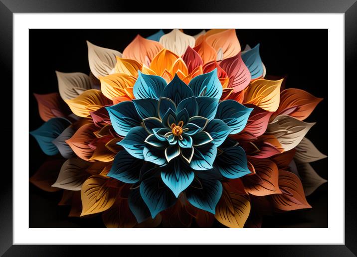 Symmetrical Kaleidoscope Intricate symmetrical pattern - abstrac Framed Mounted Print by Erik Lattwein