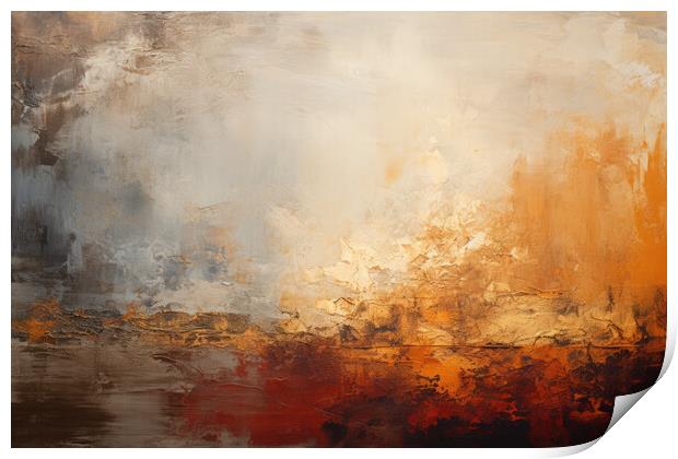 Textured Tranquility Gentle textures and warm hues - abstract ba Print by Erik Lattwein