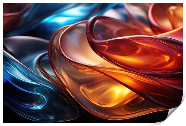 Translucent Glass Symphony Abstract glass patterns - abstract ba Print by Erik Lattwein