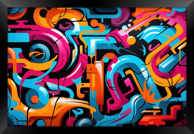 Urban Graffiti Vibes Abstract patterns - abstract background com Framed Print by Erik Lattwein