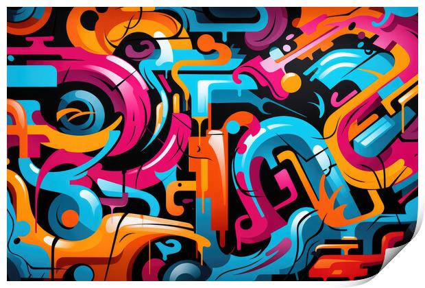 Urban Graffiti Vibes Abstract patterns - abstract background com Print by Erik Lattwein