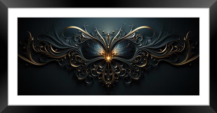 Whispered Linear Elegance Delicate linear designs - abstract bac Framed Mounted Print by Erik Lattwein