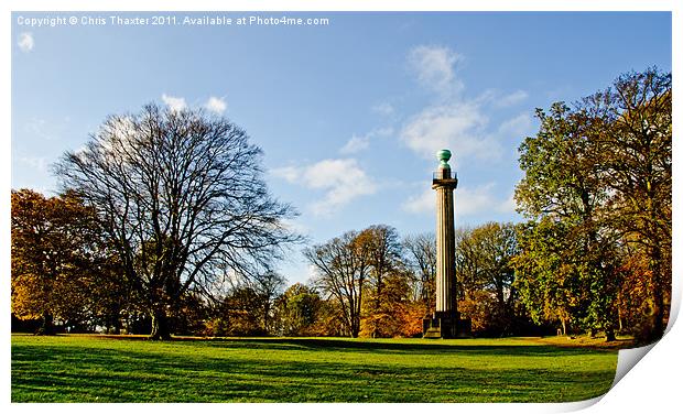 Bridgewater Monument in Autumn Print by Chris Thaxter