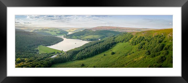 Ladybower Reservoir and Dam Panorama Framed Mounted Print by Apollo Aerial Photography