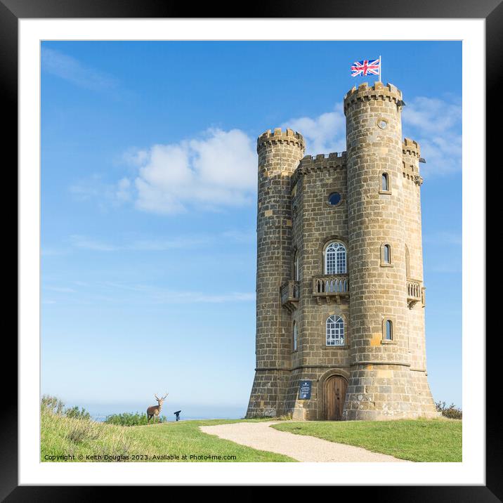 Stag at the foot of Broadway Tower Framed Mounted Print by Keith Douglas