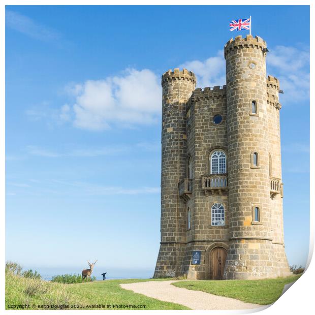 Stag at the foot of Broadway Tower Print by Keith Douglas