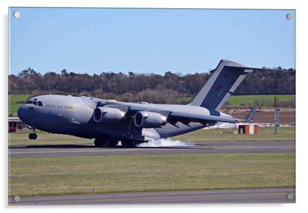 RAF C-17A landing at Prestwick Acrylic by Allan Durward Photography