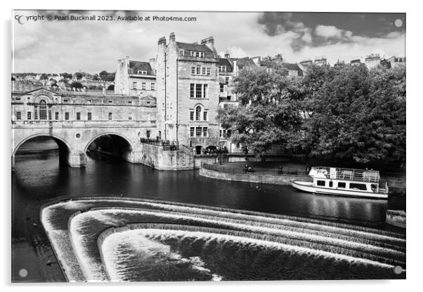 Pulteney Bridge Bath Somerset Black and White Acrylic by Pearl Bucknall