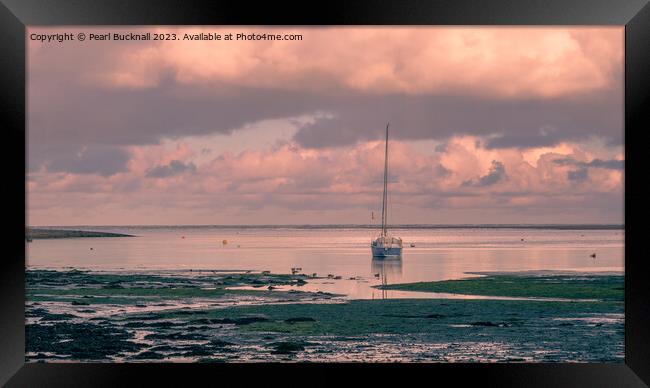 Atmospheric Coast Scene in Red Wharf Bay pano Framed Print by Pearl Bucknall