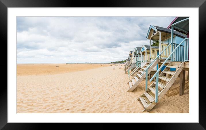 Wells next the Sea beach huts panorama Framed Mounted Print by Jason Wells