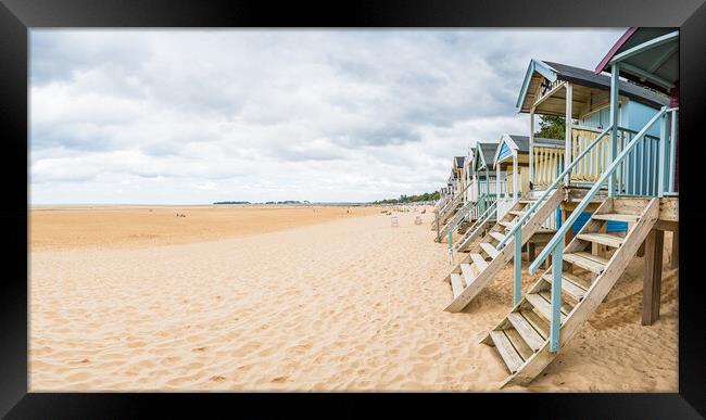 Wells next the Sea beach huts panorama Framed Print by Jason Wells