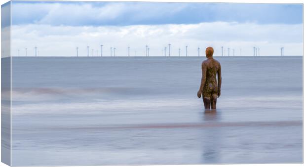 Crosby Beach Statue - Another Place Canvas Print by John Frid