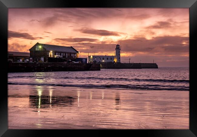 Scarborough Lighthouse Pre Sunrise Framed Print by Steve Smith
