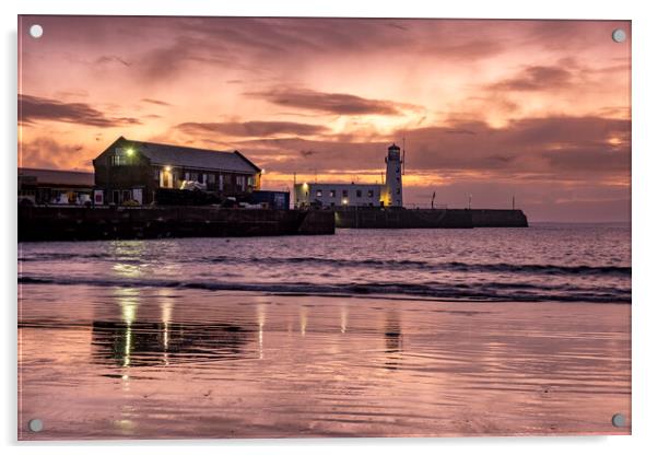 Scarborough Lighthouse Pre Sunrise Acrylic by Steve Smith