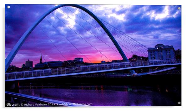 Gateshead Millennium Bridge Acrylic by Richard Fairbairn