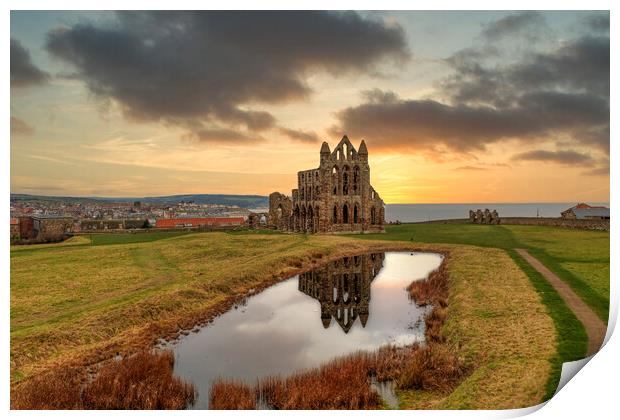 Whitby Abbey Sunrise Print by Steve Smith