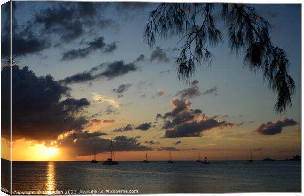 Sunset at Jaws Beach - Clifton Bay - Bahamas Canvas Print by Bob Allen