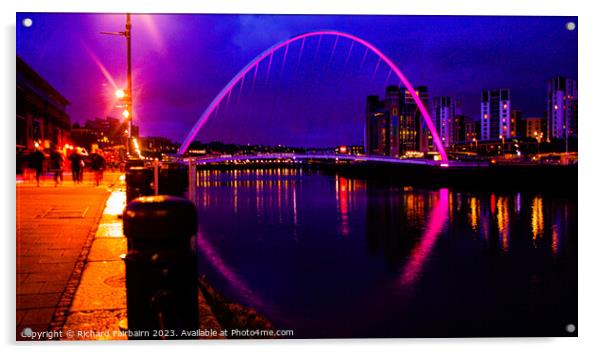 Gateshead Millennium Bridge Acrylic by Richard Fairbairn