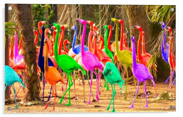 Painted Flamingos Acrylic by Jim Newsome