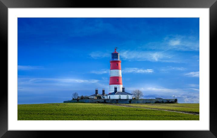 Happisburgh Lighthouse on a beautiful spring day. Framed Mounted Print by Bill Allsopp