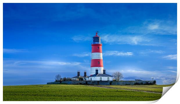 Happisburgh Lighthouse on a beautiful spring day. Print by Bill Allsopp