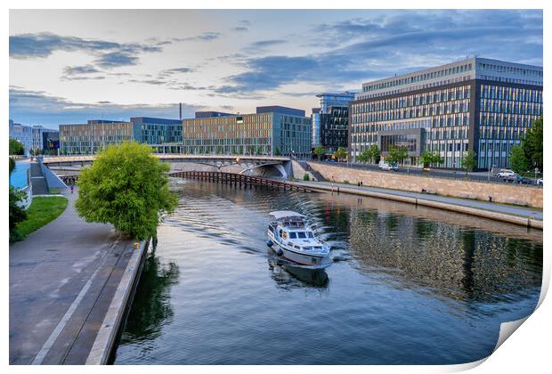 Central Berlin River View Print by Artur Bogacki