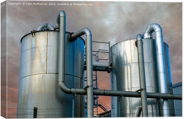 Industrial Twilight: Juxtaposition of Man and Natu Canvas Print by Tom McPherson