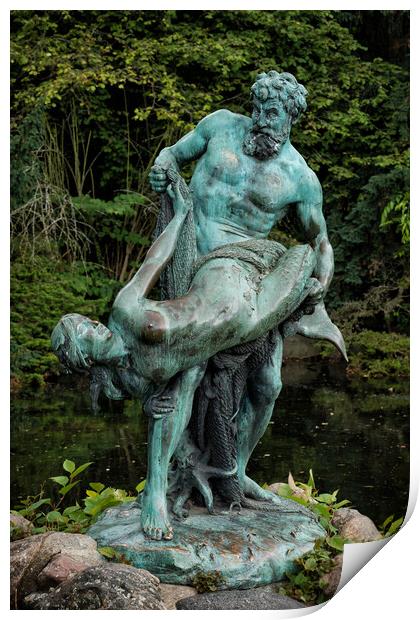 Fisherman With Mermaid Sculpture The Rare Haul Print by Artur Bogacki