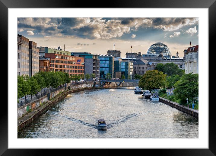 Berlin City Center River View Skyline Framed Mounted Print by Artur Bogacki