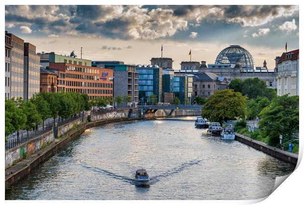 Berlin City Center River View Skyline Print by Artur Bogacki