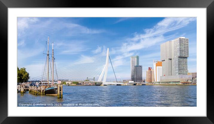 On the banks of the Nieuwe Maas in Rotterdam | Panorama Framed Mounted Print by Melanie Viola
