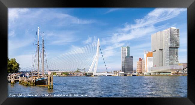 On the banks of the Nieuwe Maas in Rotterdam | Panorama Framed Print by Melanie Viola