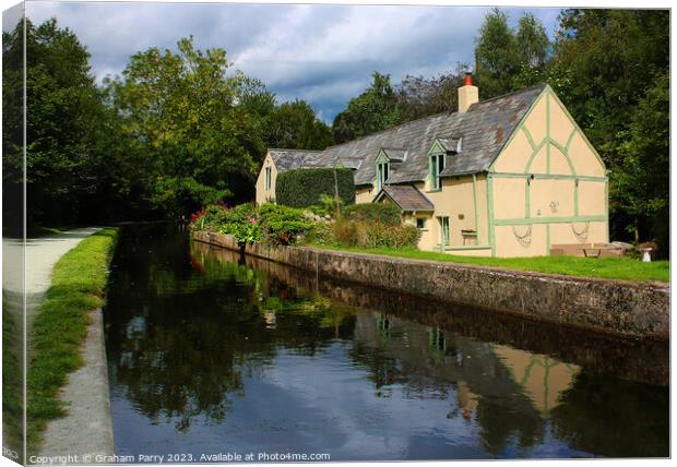 Charming Canal-side Penddol Cottage Canvas Print by Graham Parry
